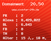 Domainbewertung - Domain www.counter-24h.de bei Domainwert24.net