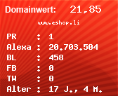 Domainbewertung - Domain www.eshop.li bei Domainwert24.net