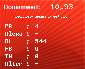 Domainbewertung - Domain www.webgamesplanet.com bei Domainwert24.net