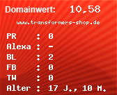 Domainbewertung - Domain www.transformers-shop.de bei Domainwert24.net