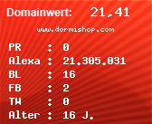 Domainbewertung - Domain www.dormishop.com bei Domainwert24.net