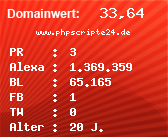 Domainbewertung - Domain www.phpscripte24.de bei Domainwert24.net