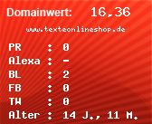 Domainbewertung - Domain www.texteonlineshop.de bei Domainwert24.net