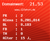 Domainbewertung - Domain www.123shot.de bei Domainwert24.net