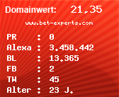 Domainbewertung - Domain www.bet-experts.com bei Domainwert24.net