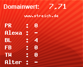 Domainbewertung - Domain www.streich.de bei Domainwert24.net