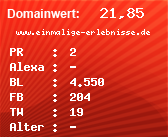 Domainbewertung - Domain www.einmalige-erlebnisse.de bei Domainwert24.net