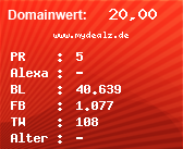 Domainbewertung - Domain www.mydealz.de bei Domainwert24.net
