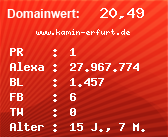 Domainbewertung - Domain www.kamin-erfurt.de bei Domainwert24.net