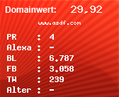 Domainbewertung - Domain www.asdf.com bei Domainwert24.net