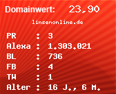 Domainbewertung - Domain linsenonline.de bei Domainwert24.net