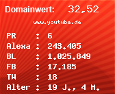 Domainbewertung - Domain www.youtube.de bei Domainwert24.net