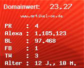 Domainbewertung - Domain www.artikel-on.de bei Domainwert24.net