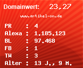 Domainbewertung - Domain www.artikel-on.de bei Domainwert24.net