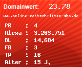Domainbewertung - Domain www.online-zeitschriften-abo.de bei Domainwert24.net