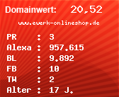 Domainbewertung - Domain www.ewerk-onlineshop.de bei Domainwert24.net