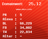 Domainbewertung - Domain www.sex.com bei Domainwert24.net