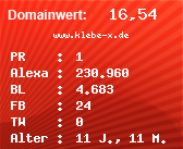 Domainbewertung - Domain www.klebe-x.de bei Domainwert24.net
