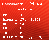 Domainbewertung - Domain www.9pd.de bei Domainwert24.net