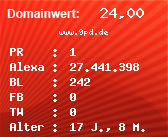 Domainbewertung - Domain www.9pd.de bei Domainwert24.net