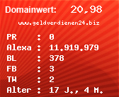 Domainbewertung - Domain www.geldverdienen24.biz bei Domainwert24.net