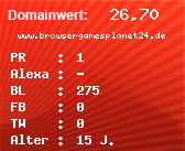 Domainbewertung - Domain www.browsergamesplanet24.de bei Domainwert24.net