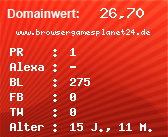 Domainbewertung - Domain www.browsergamesplanet24.de bei Domainwert24.net